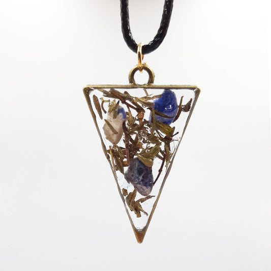 Sodalite and Thyme Communication Necklace – Public Speaking and Confidence Amulet | Witchcraft Jewelry